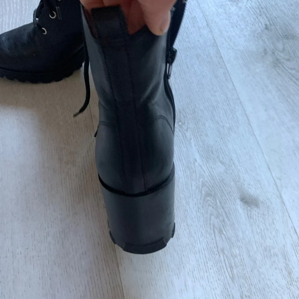 BP‎ Masson Womens Leather Platform Black Heeled Ankle Boots